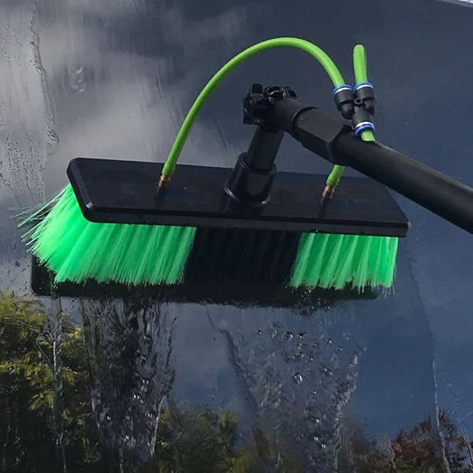30 Feet Solar Panel Cleaning Brush & Pole Window Cleaner Window Cleaning Solution (Glass, Solar Panel, etc.) Professional Tool Water Fed Pole Kit Scrubber Brush w/Spray Washer & Squeegee