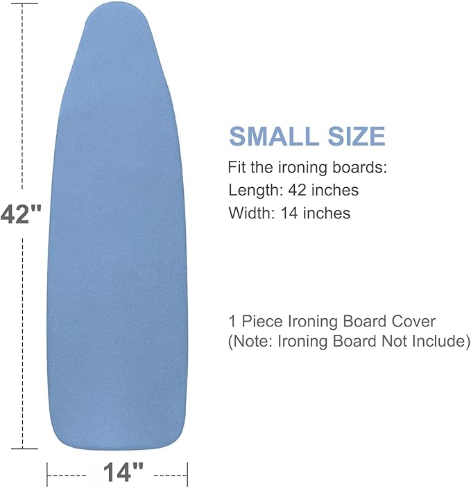 VividPaw 14x42 Inch Over-The-Door Ironing Board Cover with User-Friendly Design, Heavy-Duty Padding, Adjustable Elastic Drawstring and Fasteners - Replacement Iron Board Cover