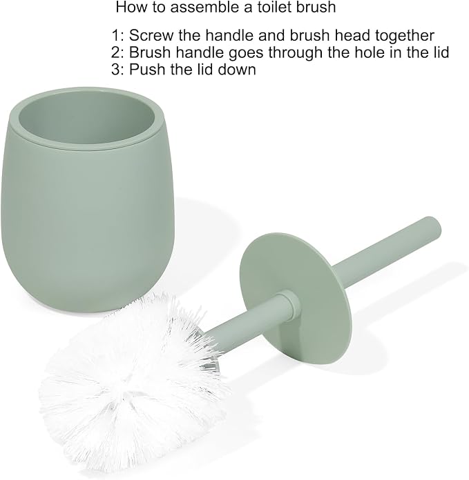 GAHEFY Sage Green Bathroom Accessories Set with Small Trash Can 3 Liter/0.8 Gallon,Toothbrush Holder,Soap Dispenser,Vanity Tray,Toilet Brush and Holder Green 5PCS