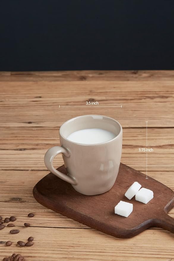 famiware Mars 4 Pieces Coffee Mug, 14oz Tea Mug, Catering Mugs with Handle for Coffee, Tea, Cocoa, Milk, Cinnamon Brown