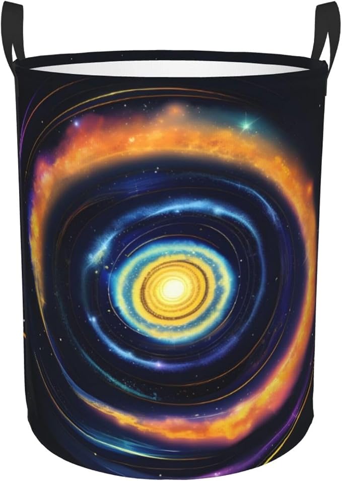 Space Spiral Cosmic Energy Large Foldable Laundry Basket Hamper,Storage Basket Bin With Handles,For Bathroom,College