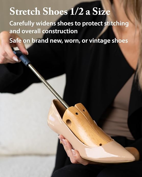 FootFitter High Heel Shoe Stretcher for Tight 1–3 Inch Heels & Pumps | Widens Tight & Narrow Pumps Up to 1/2 Size, Adds Targeted Pressure Relief for Painful Heel Areas with Metal Spot Plugs