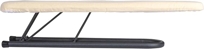Household Essentials Accessory Sleeve Ironing Board, Plastic top, Foam Pad and Natural Cotton Cover, Heat-Resistant, Compact and Easy to Use, Matte Black Frame