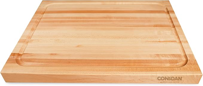 Wood Cutting Board for Kitchen, USA Grown Hardwood, 20 x 15, Hard Maple with Invisible Inner Handle, Prefinished with Food-Grade Oil, Suitable for Kitchen Edge Grain, 1-1/2" Thick