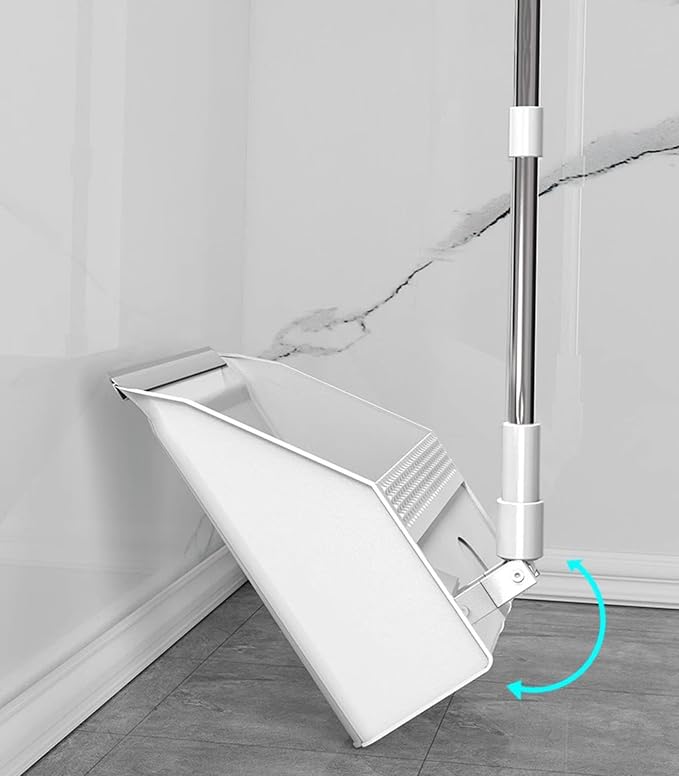 VIDECOR Dustpan and Brush Set Long Handled, Tall 180 Degree Rotating Sweeping Brush, Household Dust Pan with Comb Teeth for Indoor Outdoor Garden Home Room