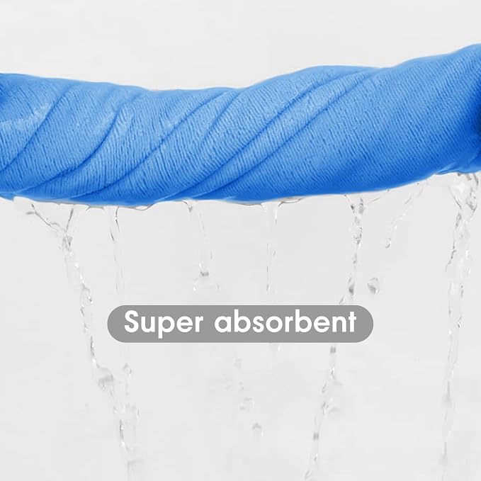JML Microfiber Bath Towel Set, 6 Pack, 27" x 55", Peach/Grey/Blue | Hanging Loop, Extra Absorbent, Fast Drying, Lint-free, Use for Pool, Swimming, Fitness, Sports, Yoga