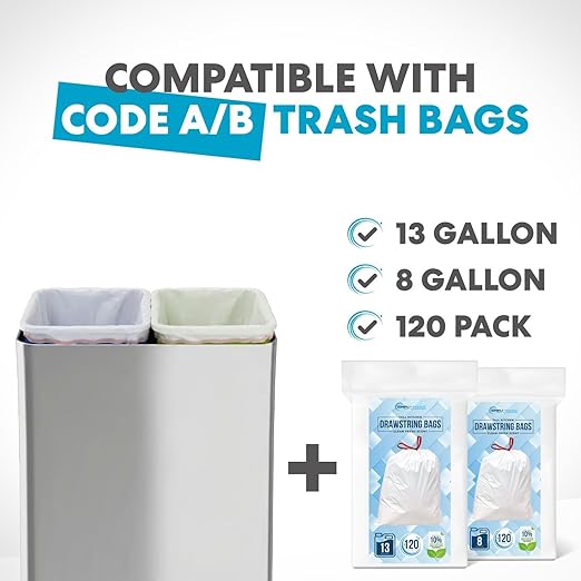 Simpli-Magic 70 Liter / 18.5 Gallon Rectangular Open Top Dual Compartment Recycling Trash Can, Stainless Steel (40L x 30L Capacity) Ideal for Restaurants, Coffee Shops, Gym and Households, 79655