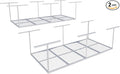 FLEXIMOUNTS 4x8 Overhead Garage Ceiling Storage Rack, 2 Pack, White | 750lbs Weight Capacity, 22"-40" Adjustable Organization System, Heavy-Duty Metal Ceiling Racks, Classic Series