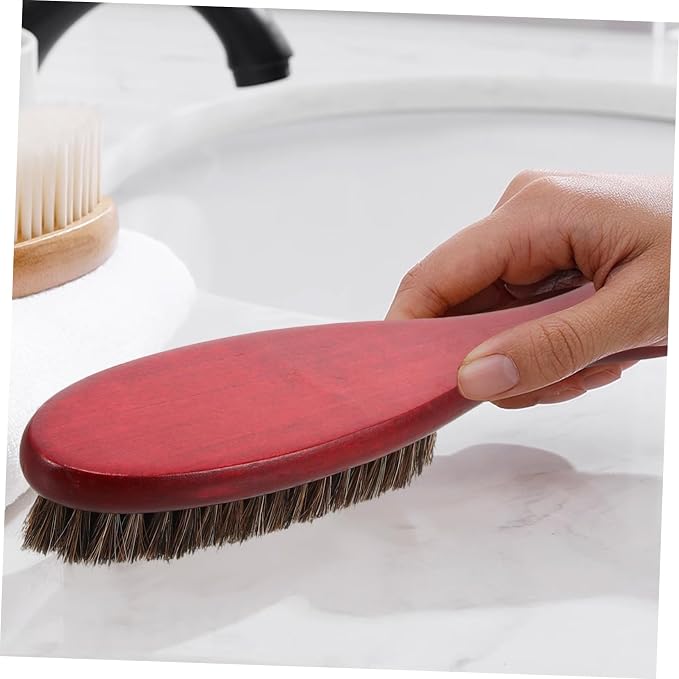 NOLITOY Shoe Cleaner Brush Handle Horsehair Cleaning Tool for Shoes Boots and Handbags Dust Removal and Polishing Brush