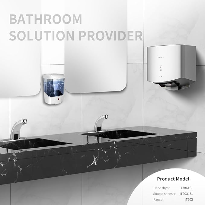 interhasa! Commercial Hand Dryer 110V Electric Hand Dryer for Bathroom with Hot n Cold Air,Electric Air Dryer 3-Pin Plug in