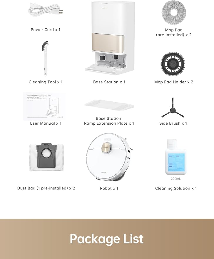 DREAME L10s Pro Ultra Heat Robot Vacuum and Mop Combo, Mop Extend, 7000Pa Suction, Auto Robot Care and Maintenance, 136°F Hot Water Mop Self-Cleaning, Obstacle Avoidance, Ideal for Hair, Carpets