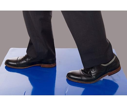 Professional Grade Sticky Floor Protection Mats [ Blue Tacky Adhesive Film] Removes Dust, Dirt & Small Debris from Shoes or Boots | Pack of 8 Pads, 30 Sheets per Pad (24" x 36" inches)