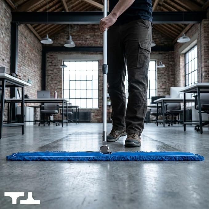 48 Inch Blue Commercial Dust Mop & Floor Sweeper with Extendable Handle – Mop for Hardwood, Tile, and Concrete Floor Cleaning