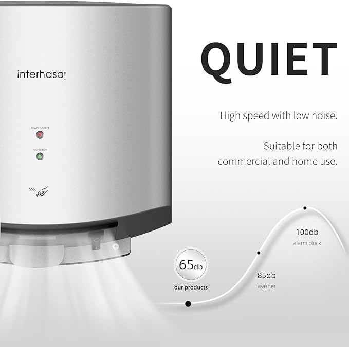 interhasa! Commercial Hand Dryer 110V Electric Hand Dryer for Bathroom with Hot n Cold Air,Electric Air Dryer 3-Pin Plug in