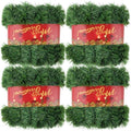 4Pcs Total 200 Ft Green Christmas Garland Decorations, Christmas Artificial Pine Greenery Garland Outdoor Indoor Decor, Soft PVC Xmas Garland for Stairs Railing Window Christmas Holiday Decor