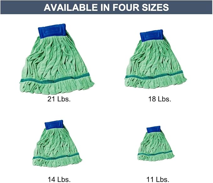 Arkwright Microfiber Tube Mop Head Replacement - Heavy Duty, Lint Free, Super Absorbent & Bleach-Safe, Janitorial Essential for Commercial & Industrial Floor Cleaning, 18 oz, Green
