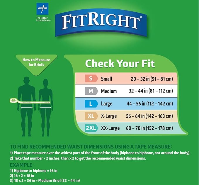 FitRight Ultra Heavy Absorbency Adult Diapers for Men & Women, Waist Size: X-Large 56-64 inches, OptiFit Incontinence Disposable Briefs with Leak Protection for Seniors, 80 Count