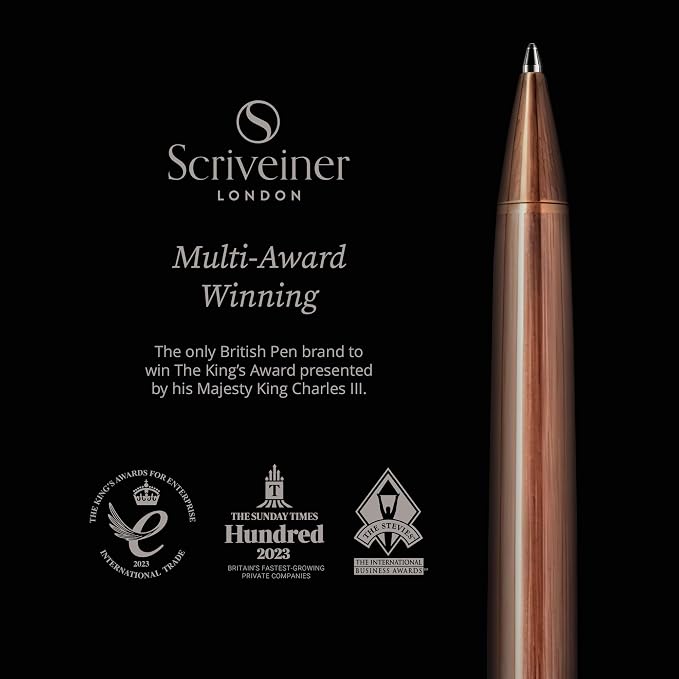 Scriveiner Copper Ballpoint Pen - Stunning Luxury Pen, Schmidt Black Refill, Best Ball Pen Gift Set for Men & Women, Professional Executive Office, Nice Fancy Designer Pens