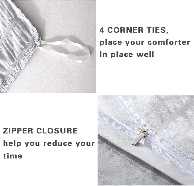 AveLom Light Gray Duvet Cover Cal King(104 x 98 inches), 3 Pieces (1 Duvet Cover, 2 Pillowcases), Seersucker Striped Soft Washed Microfiber, Textured Duvet Cover Set with Zipper Closure, Corner Ties