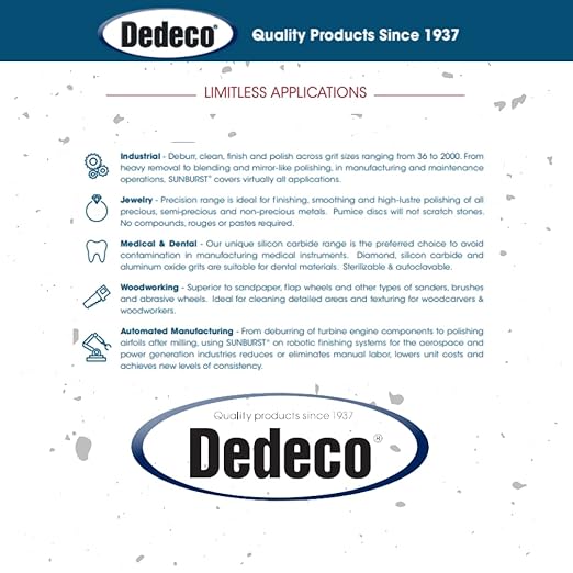 Dedeco Sunburst Radial Bristle Discs 48-Pack - 5/8" Curved - White 120 Grit (Medium) - Aluminum Oxide for Polishing & Finishing