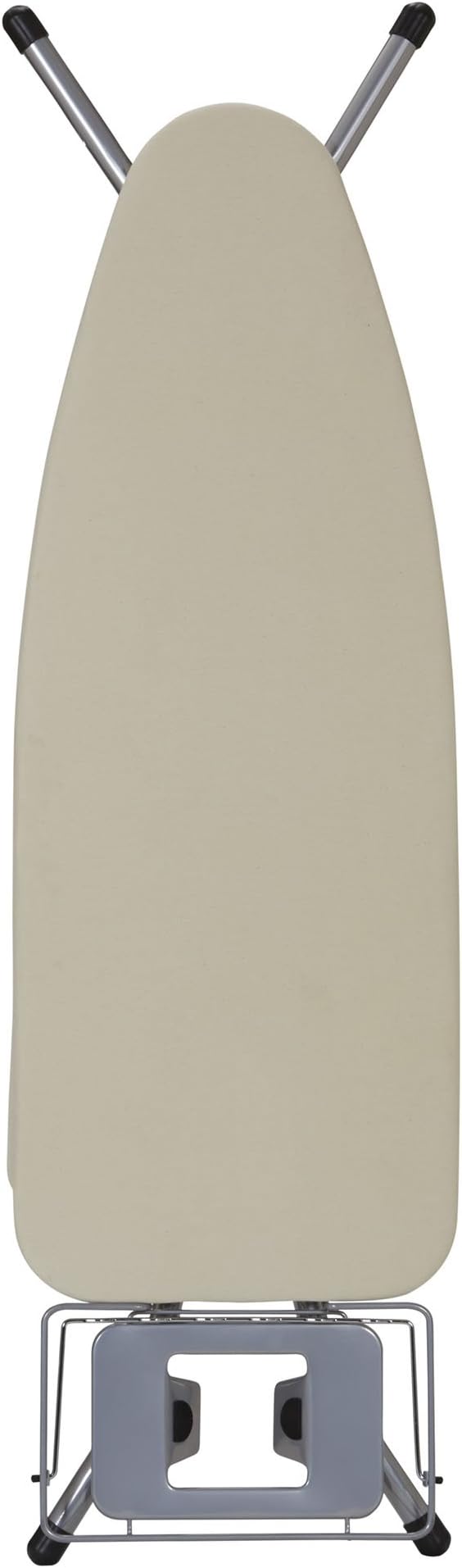 Household Essentials Wide Mega Ironing Board 4-Leg, Steel Top Pressing Station, Heat-Resistant Fiber Pad and Cotton Cover, Includes Sleeve Board and Iron Rest with Hanger Bar, Silver Frame