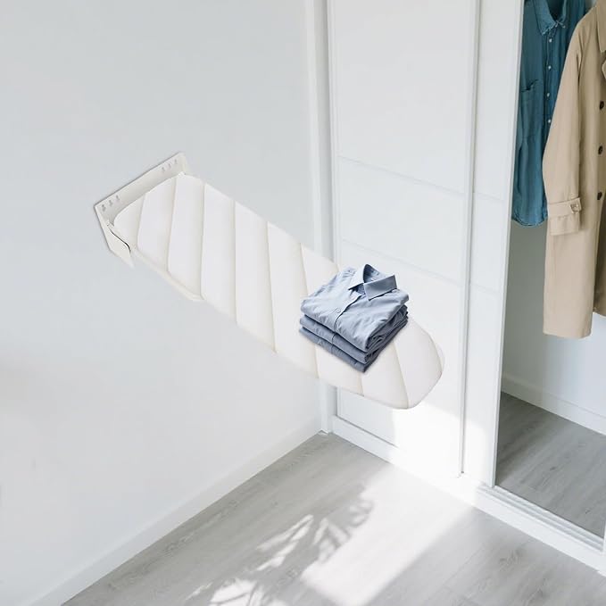 Wall-Mounted Ironing Board 37.4x7.55in – Foldable Space-Saving Design, Heat Resistant 428°f, 33lb Capacity, Silk Cotton Cover, Ventilated for Efficient Ironing, Ideal for Laundry Room or Small Apartme