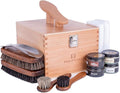 FootFitter Beech Wood Valet Box, Premium Shoe Shine Storage Organizer | Durable Beech Wood Construction with Storage Space for Shoe Care Tools & Attachable Shoe Rest for Cleaning & Polishing