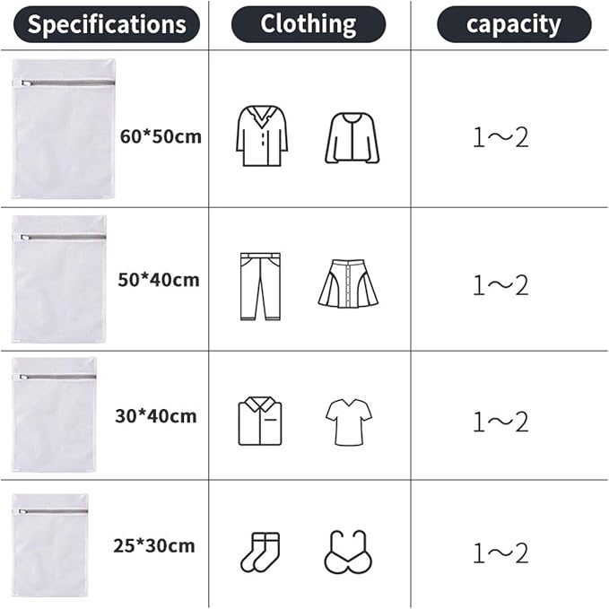 Net Laundry Bag Clothing Care Washing Machines Dirty Laundry Basket Travel Shoes Mesh Bags Woman Bra Clothes Organizer(40X50cm,5Pcs)