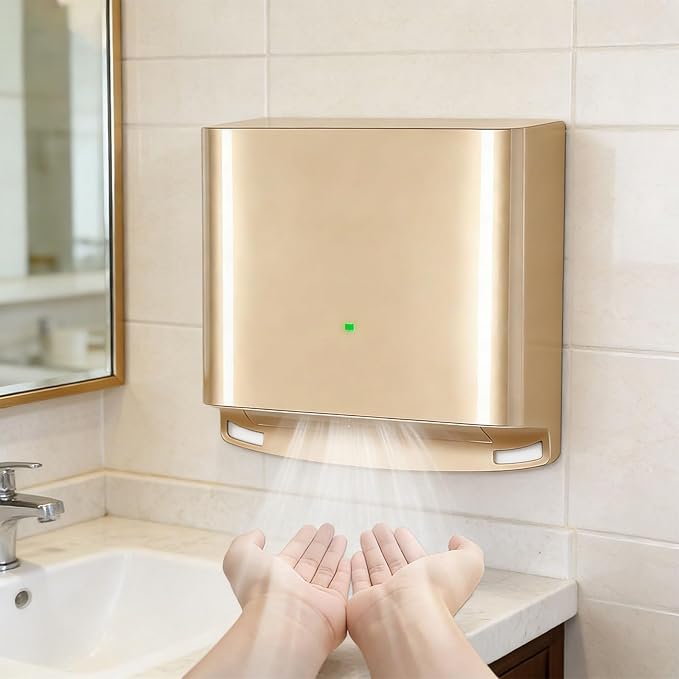 Compact Hand Dryer, Electric Hand Dryer, High Speed Automatic Hand Dryer, Commercial Or Household, Toilet Hand Dryer.Abs Housing.1250w Gold