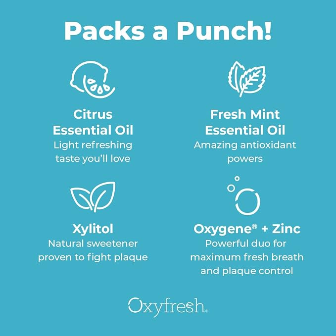 Oxyfresh Premium Lemon Mint, Fresh Breath Toothpaste – Essential Oils | Helps Fight Bad Breath, Anti Plaque & Tartar Control – Low Abrasion Gel, SLS & Fluoride Free Toothpaste with Essential Oils