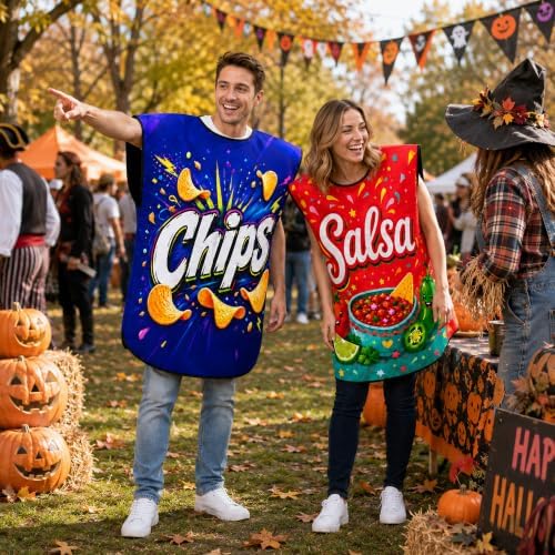 2 Pcs Chips and Salsa Costumes, Funny Halloween Couple Outfits for Adult
