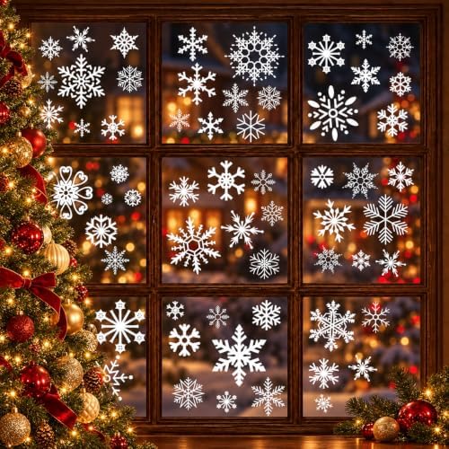 Christmas Decorations - 9 Sheets Christmas Snowflakes Window Clings