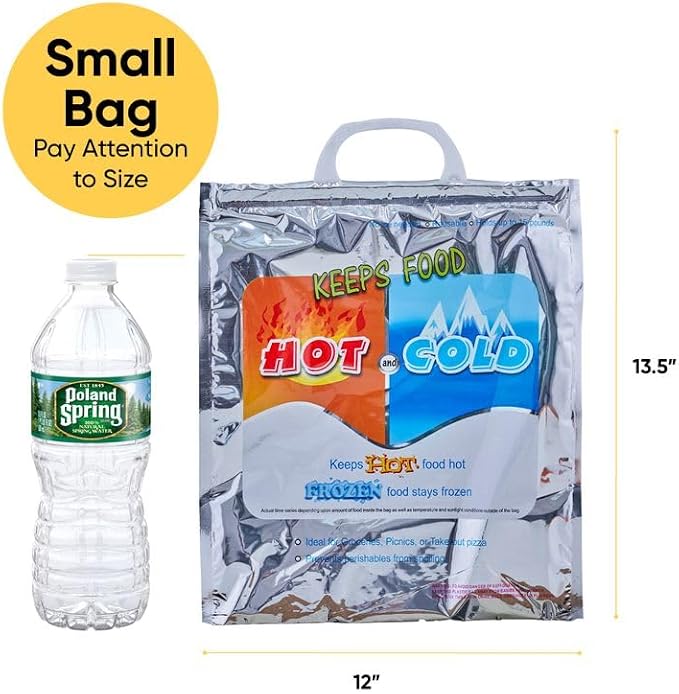 Superio Hot and Cold Insulated Bags for Food Delivery, Grocery Shopping Bags, Food Storage for Hot and Frozen Food for Travel, Disposable Cooler Bag, Reinforced Thermal Lunch Bag (1, 12"x13.5")