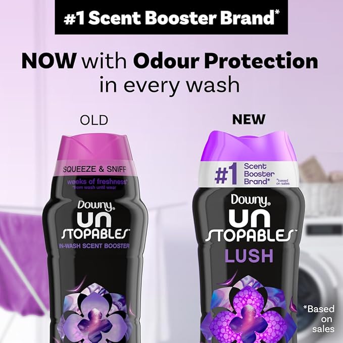 Downy Unstopables In Wash Scent Booster Beads, Lush Scent, 24 oz, Laundry Beads for Odor Protection, Downy Scent Booster Beads, Laundry Scent Boosters (Pack of 4)