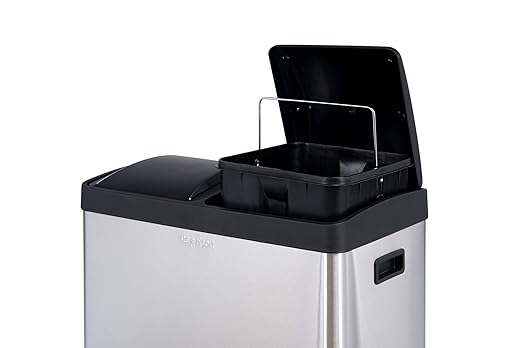Step N' Sort The 16 Gal. 2-Compartment Stainless Steel Trash and Recycling Bin