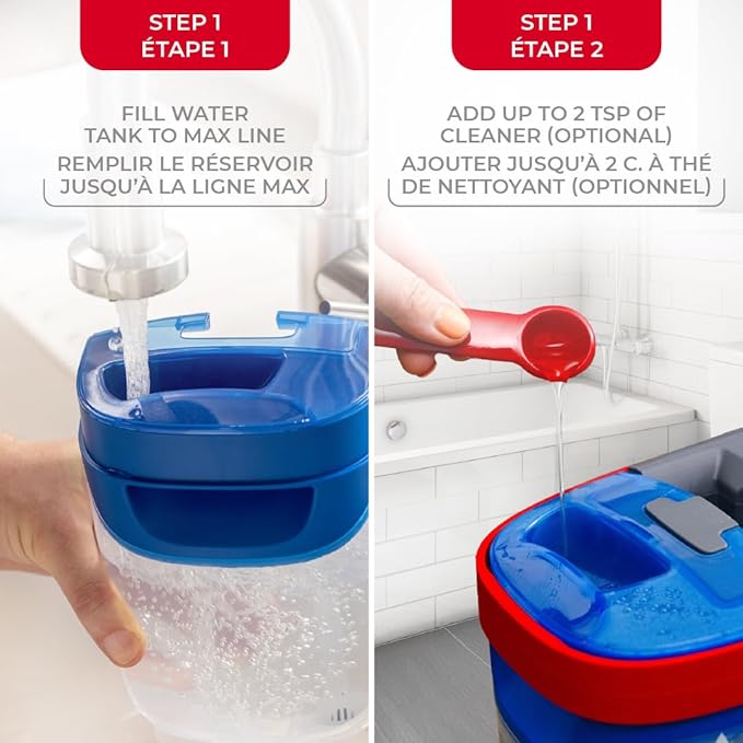Vileda H2prO Flat Mop & Bucket Set | Cleans floors, walls & baseboards | Keeps clean & dirty water separate | Compact | Washable microfiber mop head