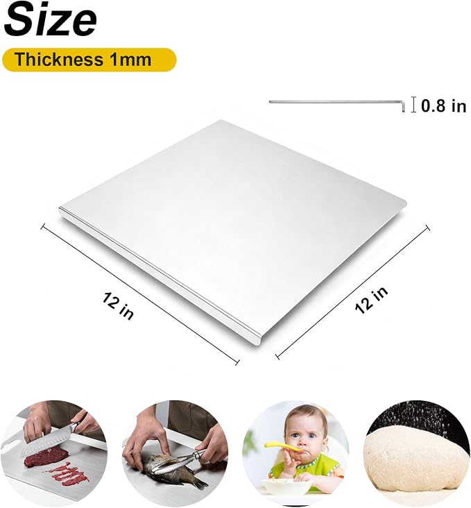Stainless Steel Cutting Board with Lip, Katori Cutting Boards for Kitchen Double Sided Non Toxic & Non Moldy, Dishwasher Safe Gift for Home Cooks/Outdoor Camping, Fit Meat/Vegetable/Fruit (1PC-XXL)