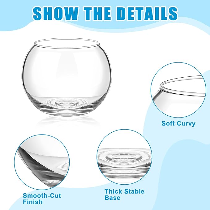 36 Pcs Fish Bowl Bubble Vase Bulk,3.5" h X 4.7" w
