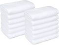 Amazon Basics Cotton Washcloths, Lightweight Quick-Dry, Absorbent Face and Body Towel Set, 12" x 12", White, 12-Pack