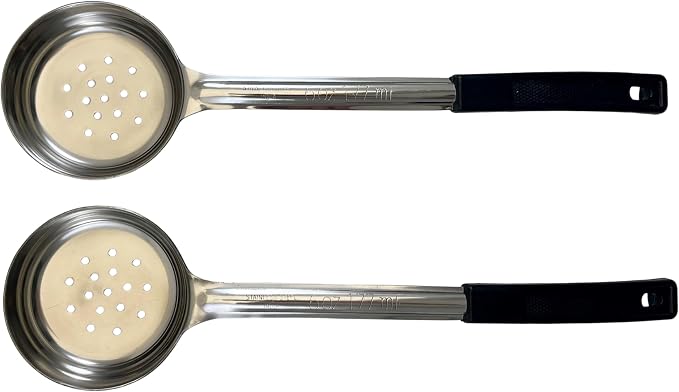 6 oz Slotted Stainless Steel Portion Control Ladle Spoon | Commercial-Grade Spoodle for Portioning & Draining - Pasta, Veggies & Buffet Service. Color-Coded by Size. Dishwasher Safe.