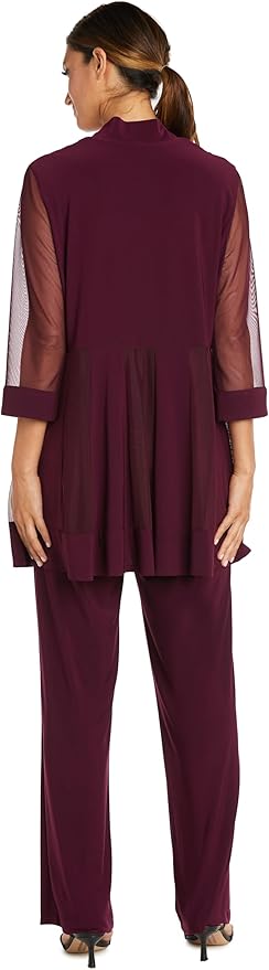 R&M Richards Women's Beaded Neck 2 Piece Pant Set