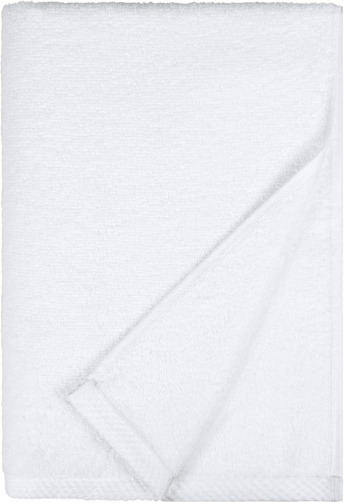 Amazon Basics 100% Cotton Soft Quick-Dry 8-Piece Towel Set, Bath Towels, Hand Towels, Washcloths, White, Compact & Lightweight (Pack of 6)