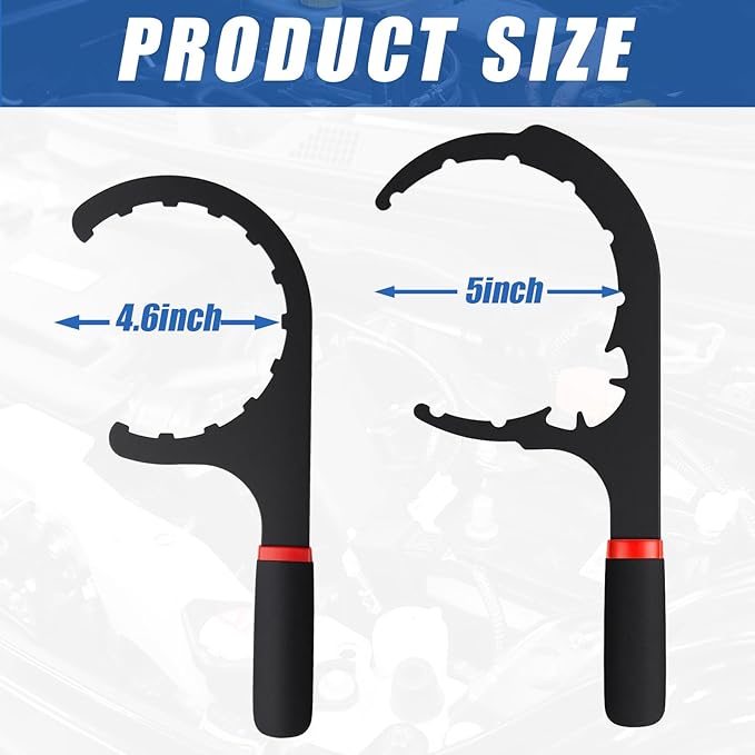 2 Pcs 4.6'' & 5'' Fuel Filter Wrench Set Compatible with Various Fuel Filter Sizes Include Water Separator, Engines, Red and Black