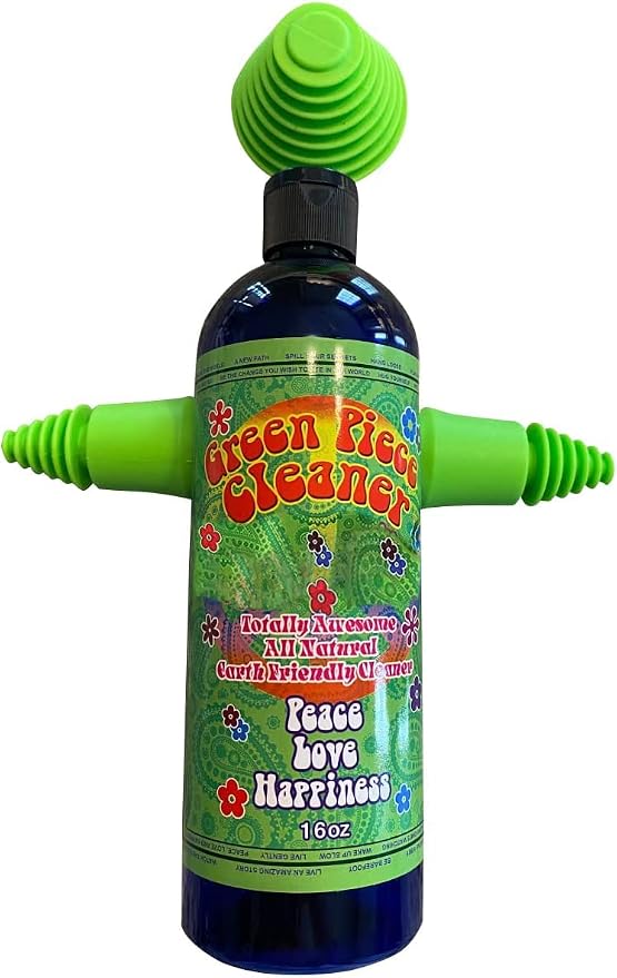 Green Piece® Glass Cleaner 16 oz Bottle with Set of 3 Silicone Plugs (Made in USA) - Excellent for Scent Proofing and Cleaning