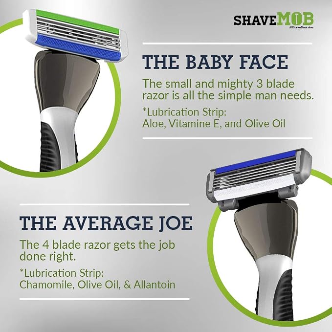 ShaveMOB 6-Blade Men's Razor Kit (Flex Head Handle 12 Refills) (No Trimmer) - The Caveman Shaving Kit
