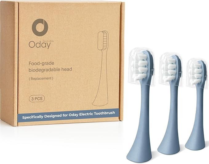 Oday Recyclable Plant-Based Electric Toothbrush Heads, Long-Lasting Replacement Brush Heads, Compatible Only with Sonic Electric Toothbrush Blue - Pack of 3