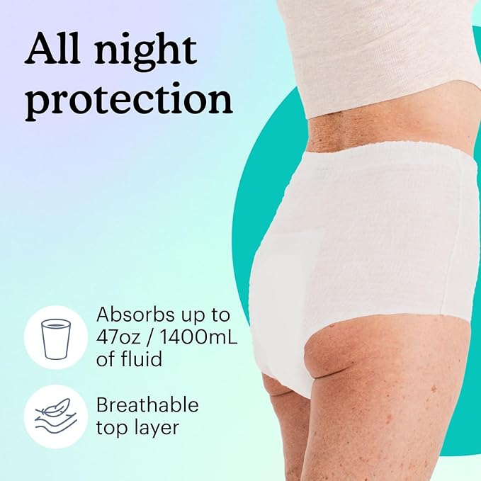 Because Overnight Absorbency Pull Ups - Adult Disposable Incontinence Underwear, Extra Absorbent Nighttime Briefs for Men and Women, White, Small/Medium, 80 Count (4 Packs of 20)
