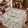 Engiw Christmas Rug 8x10 Area Rug, Washable Non-Slip, Soft Low Pile Carpet, Christmas Decorations for Living Room, Bedroom, Kitchen, Hallway, Entryway and Under Christmas Tree