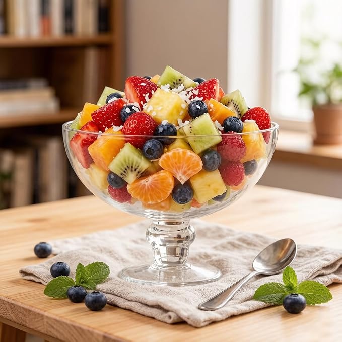 CYS EXCEL Glass Decorative Footed Bowl (H:6" D:8") | Fruit Display Terrarium Compote Vase Kitchen Table Centerpiece