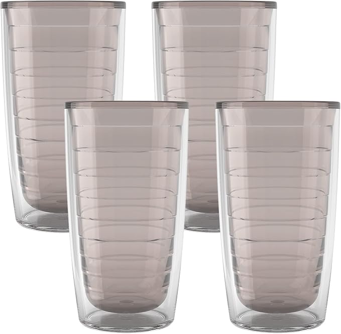 Tervis Clear & Colorful Tabletop Made in USA Double Walled Insulated Tumbler Travel Cup Keeps Drinks Cold & Hot, 16oz - 4pk, River Rock | Made in USA, Double-wall Insulated, Shatterproof, BPA-Free, Dishwasher Safe, Fits Most Cupholders, Great to Gift, ...